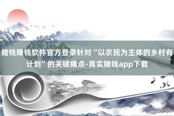 赌钱赚钱软件官方登录针对“以农民为主体的乡村有计划”的关键痛点-真实赌钱app下载